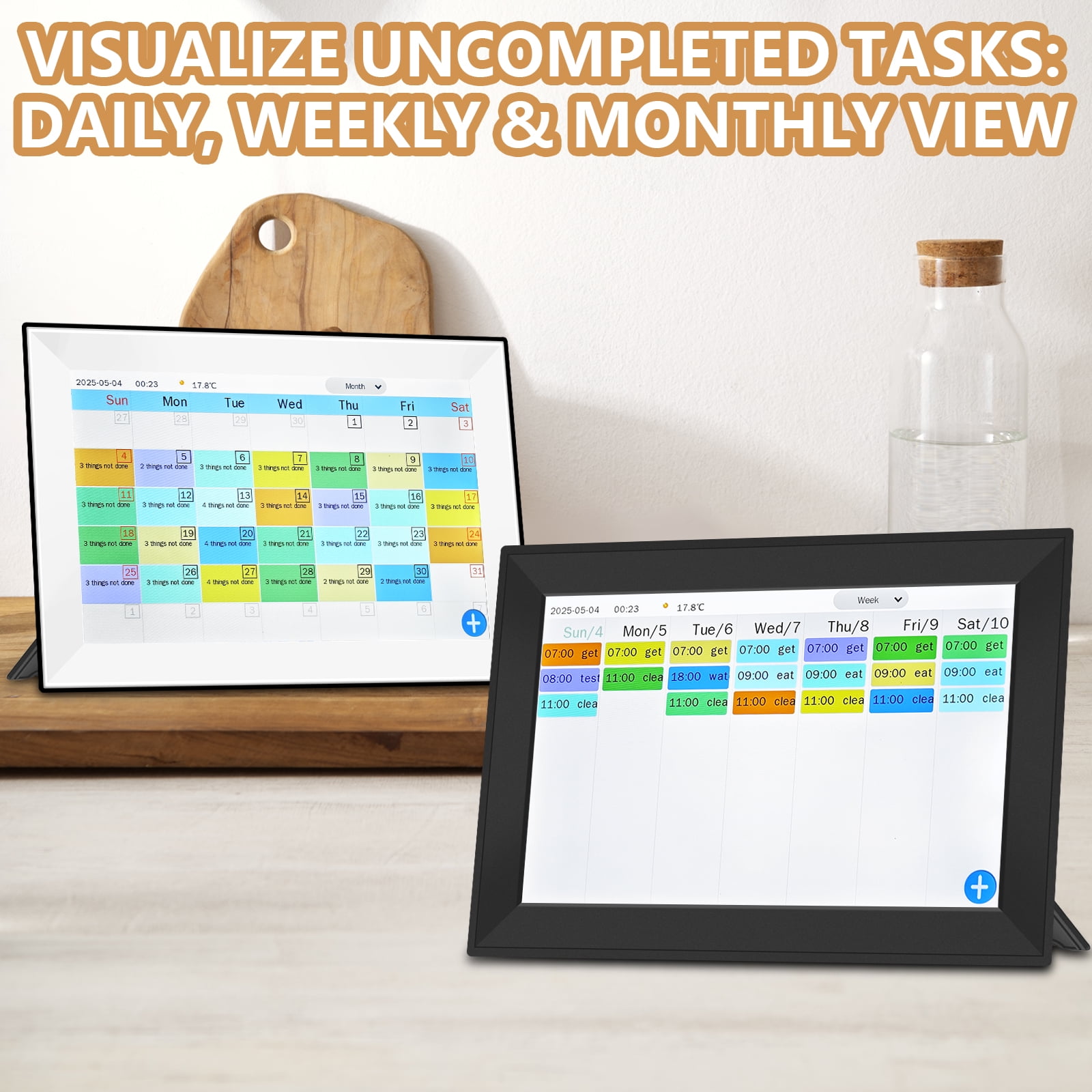 Jazeyeah WiFi Touch Screen Digital Desk Calendar,Smart Electronic Schedule Planner,to-Do List Display,Digital Clock Mode,Desktop Family Calendar(NO APP 10.1 inch Black)