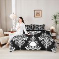 thumbnail image 5 of Homewish Spooky Halloween Skull 7-Piece Twin Bedding,Retro Damask Bedding Comforter Set,Black White,Black Reversible, 5 of 8