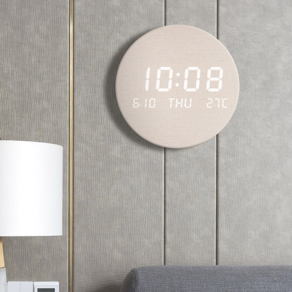 Jesscasday LED Wall Clock with Temperature Date Display Quiet Operate for Bedroom Office