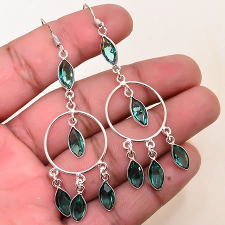 Paraiba Tourmaline Gemstone 925 Sterling Silver Chandelier Earring 2.93" E84