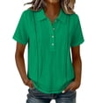 thumbnail image 2 of YanHoo Summer Shirts for Women Lapel Button Up Short Sleeve T-Shirts Loose Fit Pullover Tops Casual Solid Color Tee, 2 of 8