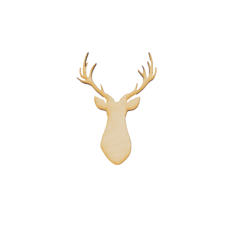 Unfinished Deer Head Wood Cutout (1/8" Thickness, Jumbo 13" x 18" (Sold Individually))