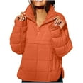 thumbnail image 2 of XUNKUSGA Pullover Puffer Jacket Lightweight Down Coats for Women Stand Up Collar Long Sleeve Button Quilted Casual Outerwear Warm Winter Coat with Pockets S-2XL Orange, 2 of 9