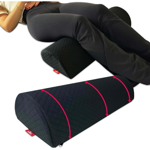 XOLLOZ Knee Support for Back Sleeping, Leg Support with Anti-Slip Bottom, Bolster for Legs, Premium Knee Wedge, Under Leg Support for Back Pain Relief, Ideal for Massage Table & Home, Black