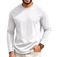 thumbnail image 3 of DORKASM Long Sleeve Shirts for Men Crew Neck Pullover Basic Shirt Lightweight Solid Lounge Shirts Fall Winter Trendy Tops White M, 3 of 8