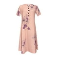 thumbnail image 2 of Robe de Plage Femme Décontractée à Manches Courtes Robes Taille Empire Robe sous le Genou Poches, 2 of 5