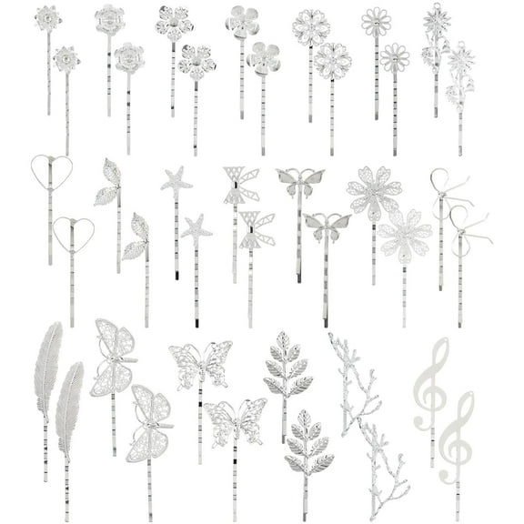 40 Pack Silver Vintage Retro Butterfly Flower Small Metal Hair Pins Cute Hair Clips for Bang Fine Hair Holder Metal Hairpins Barrette Decorative Bobby Pins Hair Accessories for Women Girl