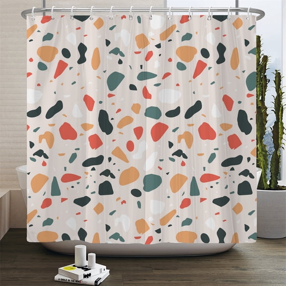 Small St Printed Shower Curtain Pebble Spots Pattern Bath Curtain Waterproof Bat