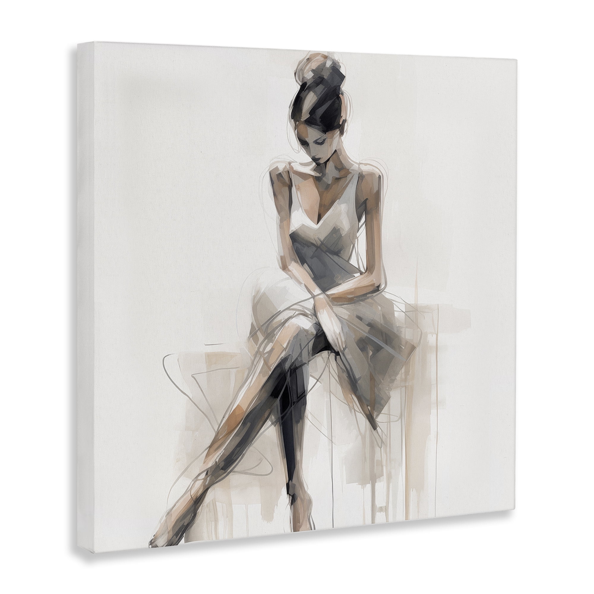 Stupell Industries Female Sitting Portrait People Painting Wrapped Canvas Art Print Wall Art, 30 x 30