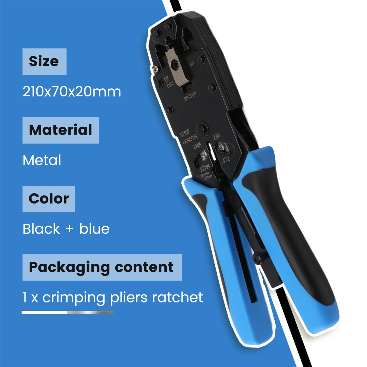 RJ45 Network Crimper 10P 8P 6P 4P Crimping Tools Stripper for RJ45 RJ11 RJ12 RJ50 Connector Ethernet Cable