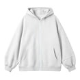thumbnail image 5 of Girls Solid Fleece Zip Up Hoodie Jacket, Casual Long Sleeve Hooded Sweatshirt Coat, Soft Warm Outerwear for Kids Autumn Winter School Daily Leisure Wear(White,7-9 Years), 5 of 5