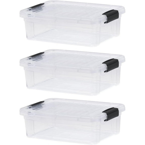Superio Clear Storage Box with Lid, 4.5 Quart Plastic Container Bins for Organizing, Stackable Crates, BPA Free, Non Toxic, Odor Free, Organizers for Home, Office, School, and Dorm, 3 Pack