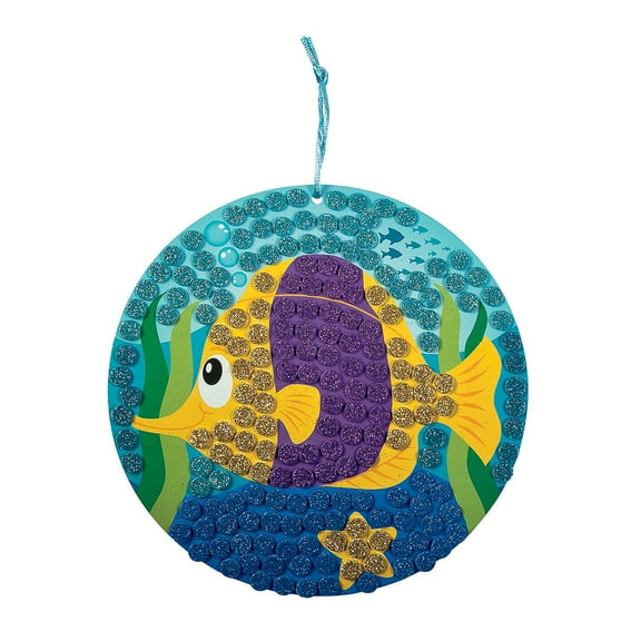 Glitter Fish Mosaic Craft Kit, Craft Kits, Sign Decoration Craft Kits, Hanging Decor Craft Kits, 12 Pieces, Multicolor