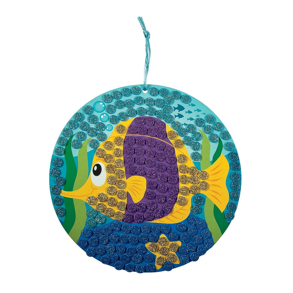 Glitter Mosaic Fish 12 Craft Kits 12 Pieces