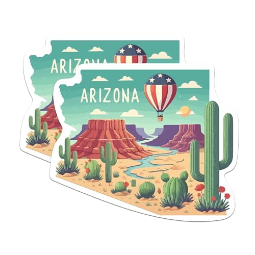 (2 Pack) Arizona State Shape Magnets - AZ State Magnet - Choose from 50 States - 5" On Longest Side - Premium Magnet - for Cars, Refrigerators, Toolboxes - Made in USA - MAG1237