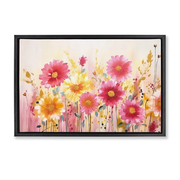 Stupell Industries Contemporary Blush Blooming Whimsy Black Floating Frame Canvas Art, 25 x 17, by Andrea Haase