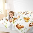 thumbnail image 3 of Castle Fairy Watercolor Animal Giraffe Fox Bear 7-Piece Twin Bedding,Kawaii Lion Elephant Bedding Comforter Set,Brown Sage Cream,Reversible, 3 of 7