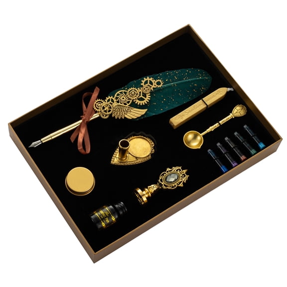 Jesscasday Exquisite Dip Pen Kit Wax Stick Wax Stamp Set for Wedding Invitation Signatures