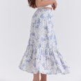 thumbnail image 4 of Falda Larga Falda básica con estampado floral Dobladillo con volantes Media pantorrilla Traje diario (Azul M) Cgtredaw Para estrenar, 4 of 6