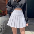 thumbnail image 3 of Women Girls High Waisted Plain Pleated Skirt Skater Tennis School Uniforms A-line Mini Skirt Lining Shorts, 3 of 5