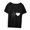 thumbnail image 3 of Camiseta de manga corta para mujer, ropa informal, cuello redondo, ajuste holgado, camisetas de manga corta, camiseta básica para deportes, vacaciones, viajes, caminar XL, 3 of 8
