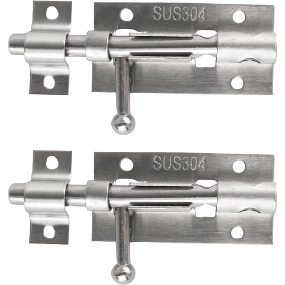 2-Pack Heavy Duty 4-Inch 304 Stainless Steel Slide Barrel Bolt Latch with Padlock Hole - Door Lock Latches for House, Barn, Fence, Shed, and Basement (Silver) - Includes Mounting Screws