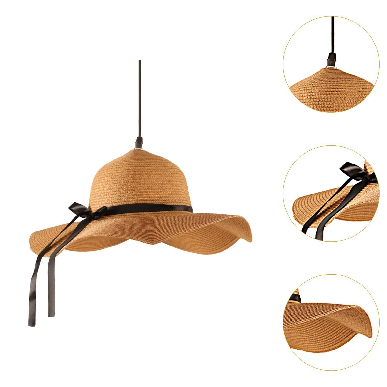 EHJRE Straw Rope Lamp Shade Handwoven Lamp Shade,with Power Cord Chandelier Shade,Ceiling Light Bulb Cover,for Office,Bedroom Hotel