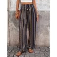 thumbnail image 6 of Women Drawstring Elastic Waist Wide Leg Palazzo Pants Flowy Vacation Casual Trousers, 6 of 10