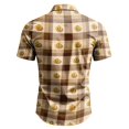 thumbnail image 7 of IAJDKMEK Halloween Men's Collared Short Sleeve Shirt - Lightweight Button-Down Knit Shirt, Breathable Summer Shirt for Summer Daily, Golf Shirt & Costume Events,Khaki 4XL, 7 of 7