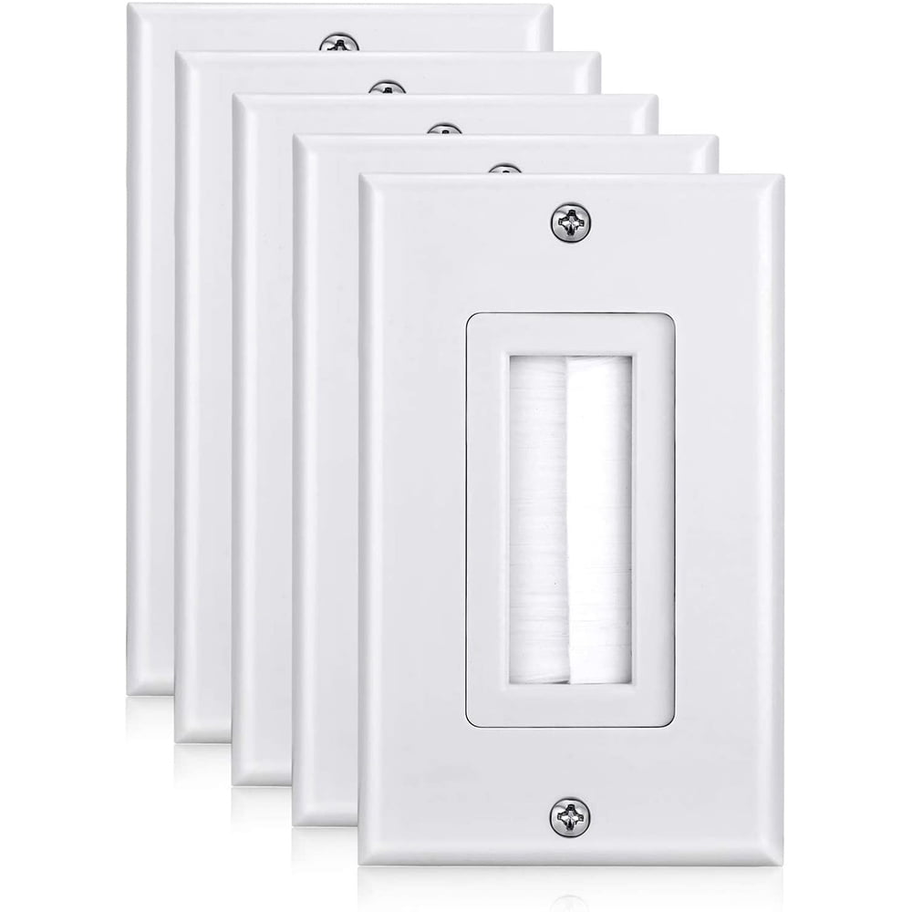 5 Pack Brush Wall Plate 1Gang Wall Plate Brush Style Opening Pass