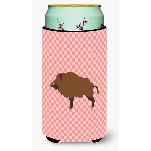 ""Caroline'S Treasures Wild Boar Pig Pink Check - Abrazadera Decorativa Para Latas Para Niño Alto, Multicolor""