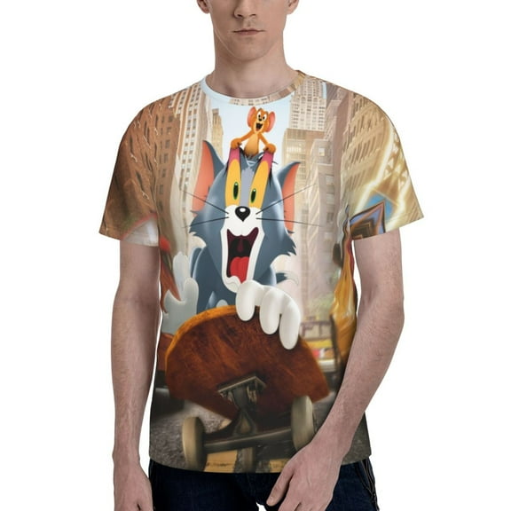 Unisex 3D Print Tom Cat Jerry T Shirts Graphic Casual Summer Short Sleeve Cartoon Tees Shirt for Men Women