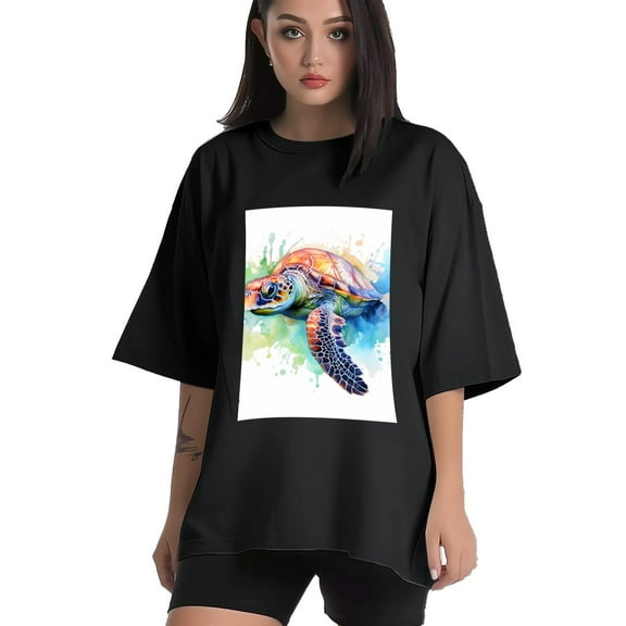 Plus Size Shirt for Women Black Tops for Women Short Sleeves Shirt for Women Turtle T Shirt Crewneck Shirt for Women XS