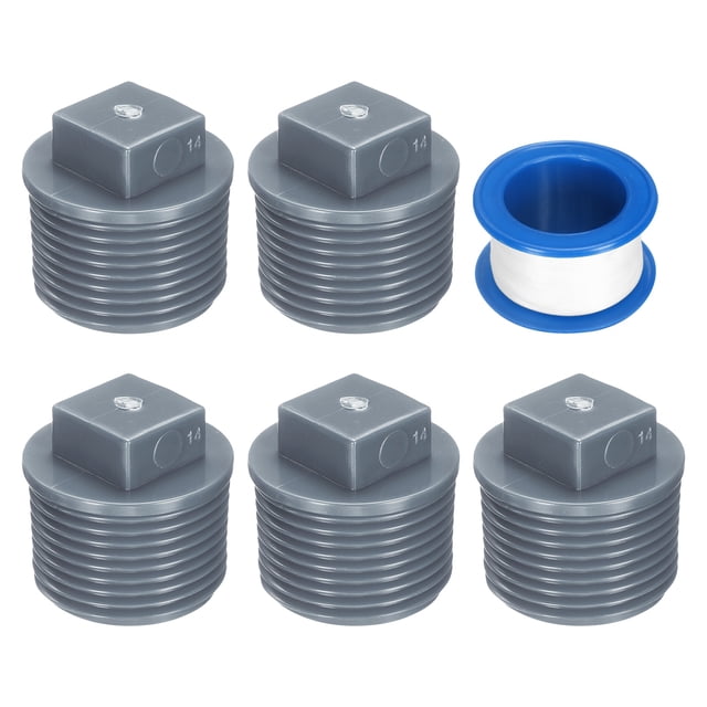 5 Tapones de ajuste de tubo de rosca macho de 3/4 pulgadas PT, tapones de limpieza, adaptador con cinta para calentadores de agua