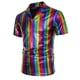thumbnail image 2 of Blusa y camisa de manga corta con cuello vuelto para hombre, informal, con cuello vuelto en V, iridiscencia, de manga corta y pantalón largo, traje de poliéster., 2 of 9