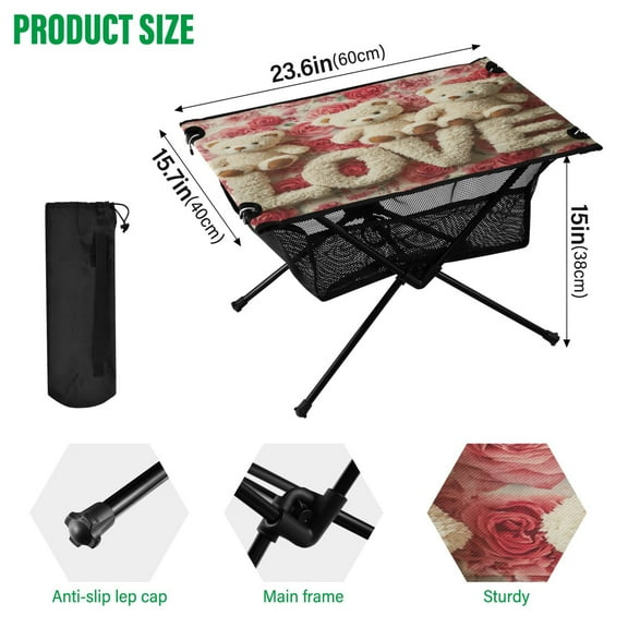BZSMCE Camping Tables Simple Folding Table Cozy Companions Together Pattern Size:23.6*15.7in