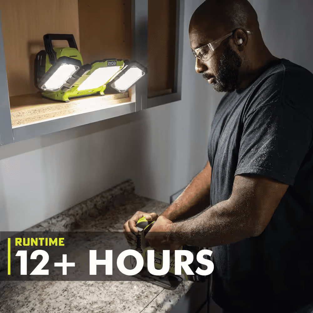 Ryobi ONE+ 18V 3-Light Kit - Hybrid Panel, Spotlight, Flexible Clamp (Tool Only)