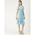 thumbnail image 3 of Moomaya Solid Square Neck Tiered Dress, Knee Length Flared Smocked Summer Dress, 3 of 8
