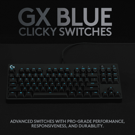 Logitech - G PRO TKL Wired Mechanical GX Blue Clicky Switch Gaming Keyboard with RGB Backlighting - Black