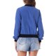 thumbnail image 3 of Chaqueta de mujer INSPIRE CHIC con cuello alto, manga larga, cierre de cremallera y bolsillos de solapa, bomber, XS, azul, 3 of 6
