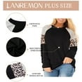 thumbnail image 4 of LANREMON Plus Size Top for Women Casual Round Neck Long Sleeev T Shirts Fashion Leopard Print Loose Tunic Black Tee Size Plus, 4 of 7