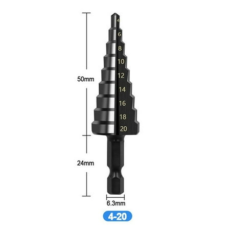 

BAMILL Nitrogen Coated Straight Groove Step Drill Bit 3-12mm 4-12mm 4-20mm Hole Cutter