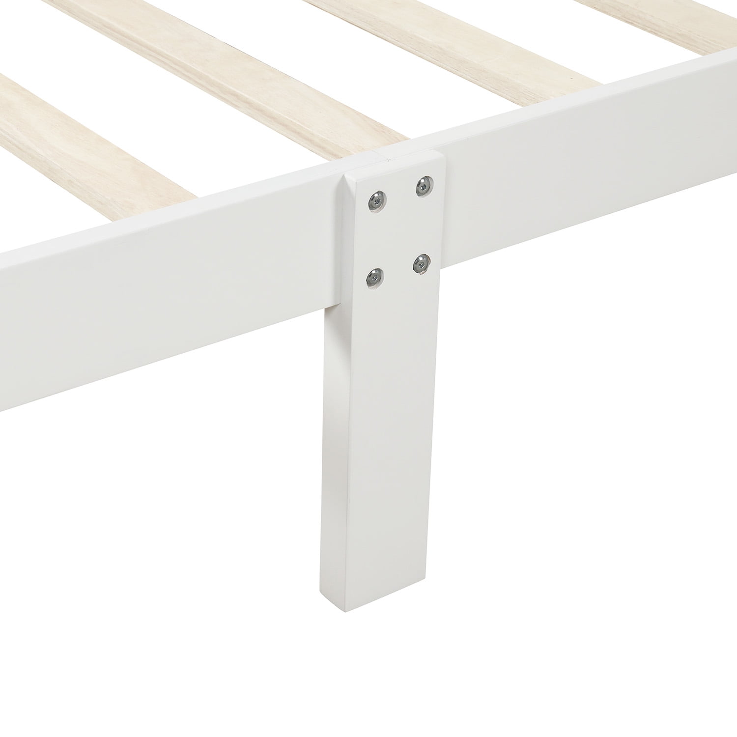 Holaki Wood Twin Size Bed with Headboard & Footboard for Kids, White