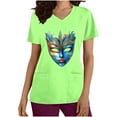 thumbnail image 2 of Jinhomg Womens Holiday Scrub Shirts Funny Mardi Gras Mask Graphic Scrubs Lightweight Comfy Short Sleeve V-Neck Carnival Themed Tunic Top 90 off Clearance Sale Green L, 2 of 6