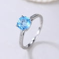 thumbnail image 3 of 7mm Round Cut Swiss Blue Topaz Engagement Ring 925 Sterling Silver Ring, 3 of 5