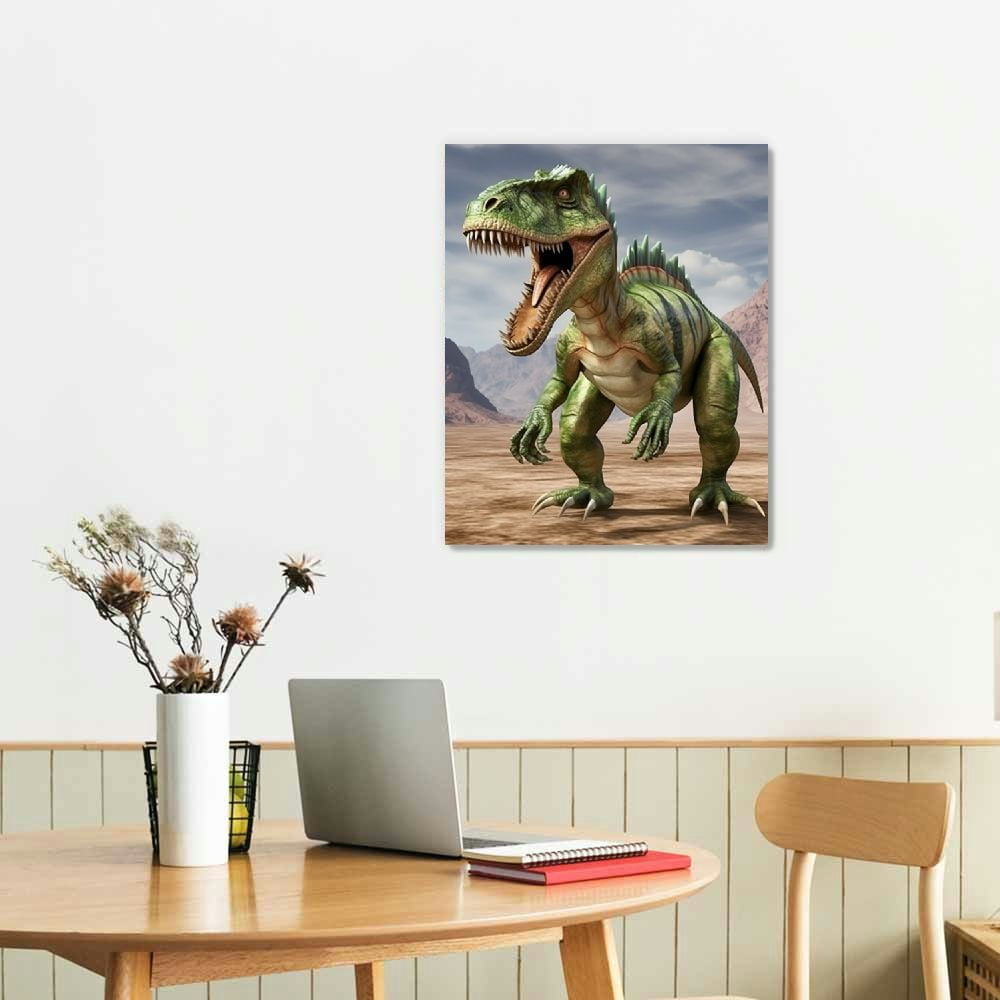JRXY  Boy Room Dinosaur Framed Wall Art Posters, Brachiosaurus Tyrannosaurus Triceratops Pterosaurs Teen Room Wall Décor, for Kids Bedroom, Nursery Bedroom 16x20 in