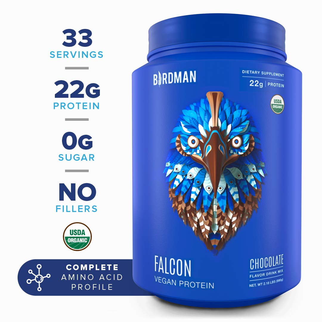 Falcon Proteina Vegetal Para Que Sirve Birdman Falcon Protein Organic Vegan Protein Powder, Chocolate, 22g
