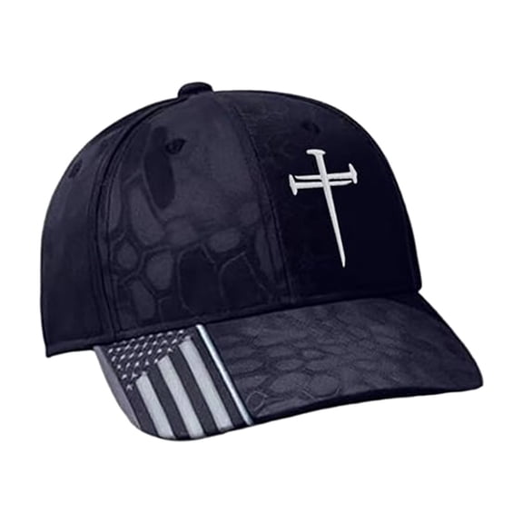 Christian Faith 3 Nails Cross Hat Adjustable Baseball Cap for Men Women