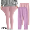 thumbnail image 2 of 2 Pack Girl's Leggings Full Length Stretchy Tight Pants Solid Color Comfy Cozy Pull on Leggings for Girls Cute Tights Ladies Jogger Trousers Pants 9Y, 2 of 9