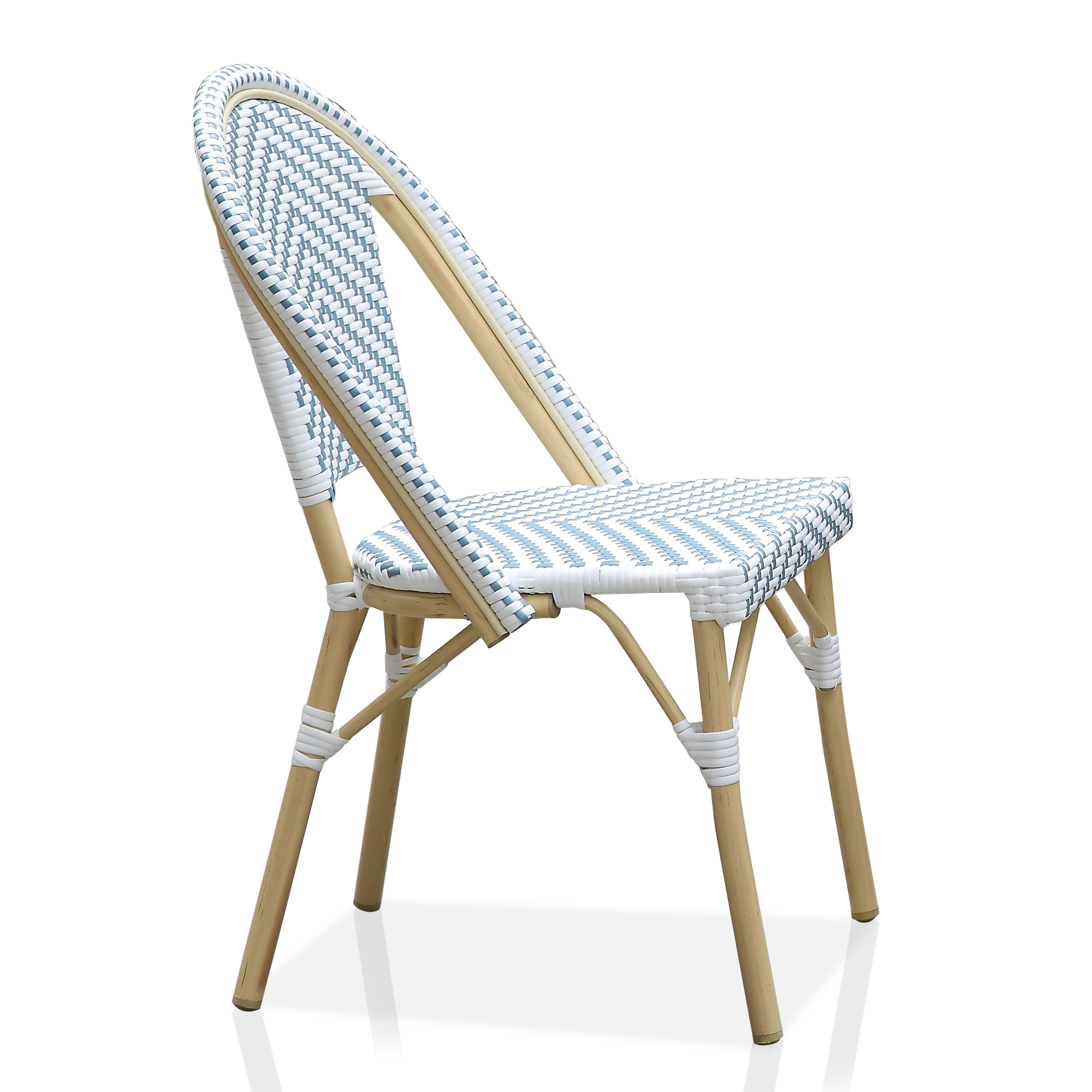 Furniture of America Cruz Outdoor Dining Chair - Faux Rattan - Set of 2 - Armless - Blue